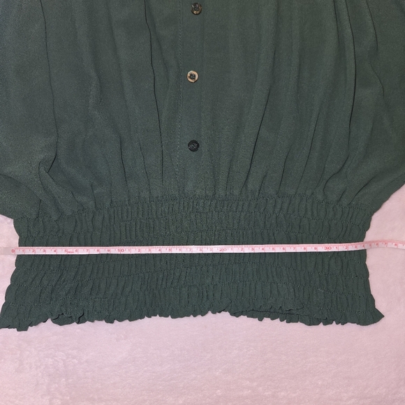 Ice Cube Dolman-Sleeve button up Top in forest green, size XS, Made In ITALY - Picture 6 of 12
